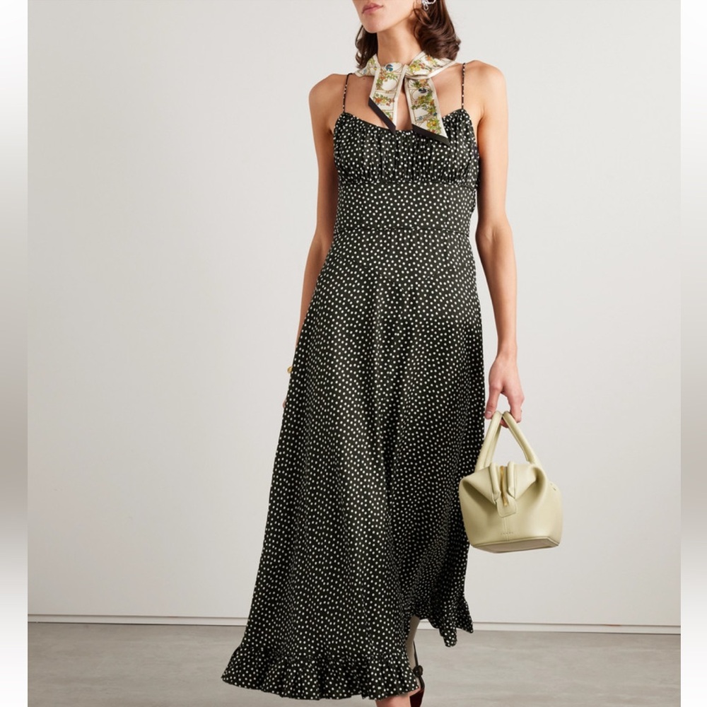 Doen Black and White Polka Dot Midi Dress